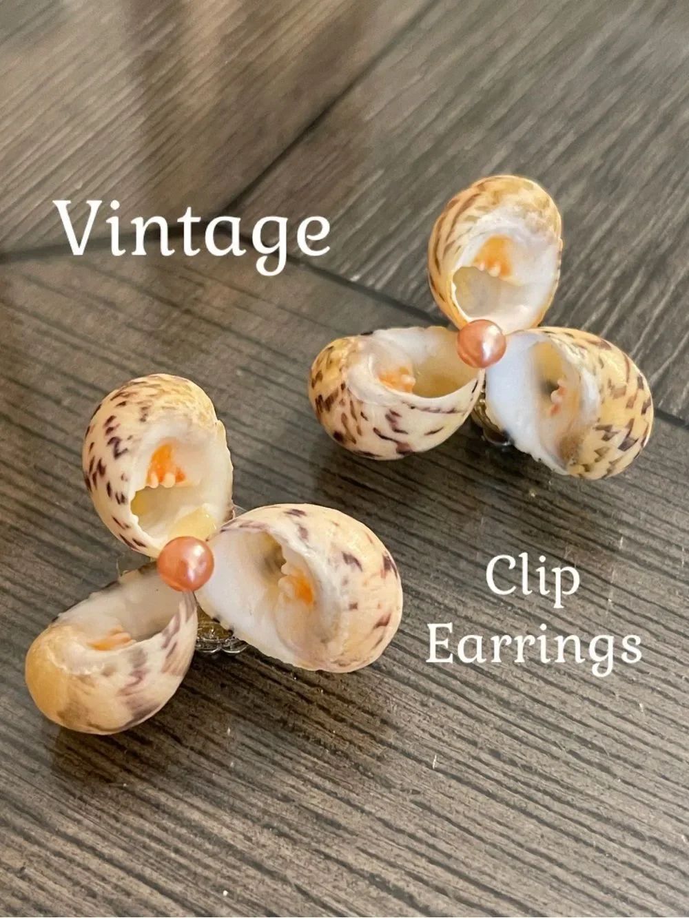 Vintage Mid Century Shell Cluster Clip Earrings